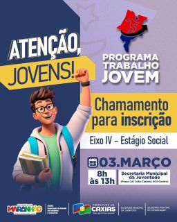 🎓✨ O Programa Trabalho Jovem tá fazendo a diferença na vida da nossa juventude!

No Eixo Estágio Social, os participantes têm a chance de ganhar experiência, se qualificar e dar aquele passo importante rumo ao futuro profissional. 💼🚀

É a parceria da Prefeitura de Caxias com o Governo do Estado abrindo portas, criando oportunidades e acreditando no potencial dos jovens caxienses. 💙🙌

#TrabalhoJovem #JuventudeCaxiense #GovernoDoMaranhão #PrefeituraDeCaxias