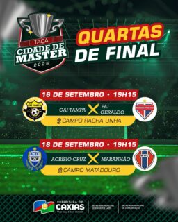 ⚽🏆 É hora de decisão na Taça Cidade de Master 2026!

As quartas de final estão chegando, e a disputa promete muita emoção, experiência e aquele futebol caxiense que a gente gosta! 

Quem vai garantir vaga na semifinal? 👀⚽

#TaçaCidadeDeMaster2026 #EsporteCaxias #PrefeituraDeCaxias