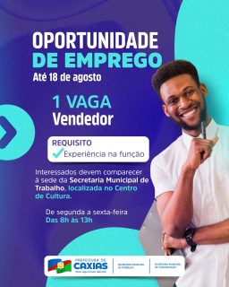 🚨💼 Tem oportunidade de emprego na área!

Se você tem experiência na função, essa pode ser a sua chance de entrar no mercado de trabalho. 👀

As inscrições vão até 18 de agosto, na Secretaria Municipal de Trabalho, no Centro de Cultura, de segunda a sexta, das 8h às 13h.

Se você conhece alguém que está procurando uma oportunidade, já marca aqui e compartilha! 🤝💙

#OportunidadeDeEmprego #Trabalho #PrefeituraDeCaxias