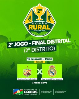 ⚽🌾 A bola vai rolar e a disputa promete muita emoção!

O 2º Copão Rural segue movimentando as comunidades e valorizando o futebol do campo, com grandes confrontos e muita torcida em cada partida.

Neste sábado, é dia de acompanhar mais um duelo decisivo e prestigiar os talentos do futebol rural de Caxias. 💚

#CopãoRural2026 #EsporteCaxias #PrefeituraDeCaxias