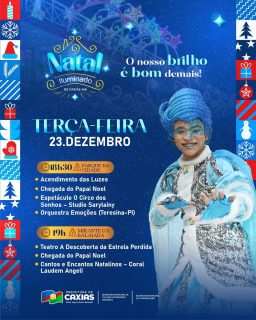 ✨🎄 O Natal Iluminado segue espalhando encanto!

Nesta terça-feira, vamos viver  mais uma noite especial com luzes, música e apresentações que vão emocionar públicos de todas as idades.

Venha viver essa magia!🎄💫✨

#NatalIluminado2025 #NossoBrilhoÉBomDemais #PrefeituraDeCaxias