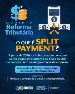 📊 Reforma Tributária: o que é Split Payment?

💡 Esse modelo muda a forma de recolher os tributos sobre o consumo, trazendo mais clareza e controle para o sistema tributário.

🛒 A partir de 2026, o imposto será separado no momento da compra e destinado diretamente ao Fisco, aumentando a transparência e contribuindo para a redução da sonegação.

#ReformaTributária #SplitPayment #GestãoFazendária #PrefeituraDeCaxias