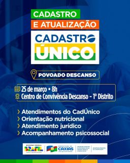 📢 Serviços essenciais mais perto de toda a população caxiense! 

Uma manhã pensada para garantir acesso a direitos, cuidado com a saúde e apoio social para a comunidade. 🤝💙

Aproveite a oportunidade para regularizar seus dados, receber orientações importantes e cuidar do seu bem-estar.

#ProteçãoSocial #CadÚnico #PovoadoDescanso #SaúdeCaxias #PrefeituraDeCaxias