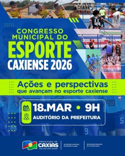 🏅⚽ O esporte de Caxias segue em movimento!

O Congresso Municipal do Esporte Caxiense 2026 será um momento de diálogo, planejamento e construção de novas ideias para fortalecer ainda mais o esporte no município.

Participe e contribua com propostas para o desenvolvimento do esporte na nossa cidade.

#EsporteCaxiense #CongressoEsporte #PrefeituraDeCaxias