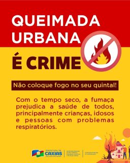 🌎💚 Cuidar do meio ambiente é também proteger vidas. Queimada urbana é crime!
As queimadas colocam em risco a saúde, o ar que respiramos e a segurança de todos. 🚫💨
⚠️ Faça a sua parte: preserve o meio ambiente, conscientize e denuncie. 🌱
Quando cuidamos do nosso meio ambiente, cuidamos da nossa cidade e de quem vive nela. 💙
#QueimadaÉCrime #MeioAmbiente #PrefeituraDeCaxias