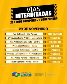 ⚠️🚧 Algumas ruas da nossa cidade estarão temporariamente interditadas.

Pedimos a compreensão e orientamos que motoristas e pedestres programem suas rotas para garantir a segurança de todos. 🤝💙
