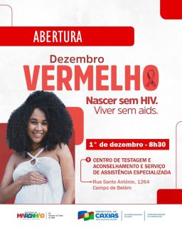 Abertura do Dezembro Vermelho! 

Nascer sem HIV. Viver sem AIDS. Esse é o compromisso que reforçamos neste mês dedicado à prevenção, ao cuidado e à informação.

Ao longo de dezembro, ações educativas, orientações e atividades especiais vão fortalecer a luta contra o HIV/AIDS no nosso município. 

Confira a programação completa e participe. 🤝

#DezembroVermelho  #SaúdeCaxias #PrefeituraDeCaxias