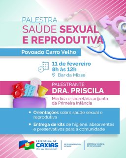 💗 Informação, cuidado e prevenção mais perto da comunidade!

O Povoado Carro Velho recebe uma ação especial com orientações importantes sobre saúde íntima e bem-estar, além da distribuição de itens essenciais para fortalecer o autocuidado e a qualidade de vida.

Participe desse momento de aprendizado e cuidado coletivo! 🤝

#SaúdeDaMulher #SaúdeCaxias #PovoadoCarroVelho #PrefeituraDeCaxias