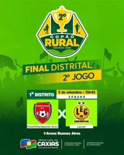 🏆🌾 É dia de decisão na 2º Copão Rural! 

Neste sábado, 5 de setembro, tem final distrital do 2º Jogo, valendo muita emoção dentro de campo!

Chama a torcida e vem prestigiar o futebol da nossa zona rural! 💚

#CopãoRural2026 #EsporteCaxias #PrefeituraDeCaxias