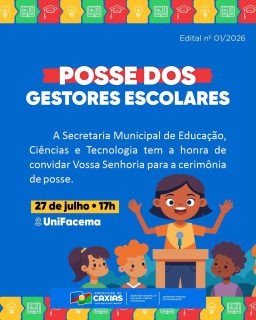 📚✨ Um novo ciclo começa!
Chegou a hora de dar posse aos novos gestores escolares, que assumem a missão de fortalecer a educação do nosso município com compromisso, dedicação e responsabilidade. 💙
Desejamos sucesso a todos nessa nova jornada em prol da educação de Caxias! 🚀📖
#EducaçãoCaxias #GestoresEscolares #PrefeituraDeCaxias