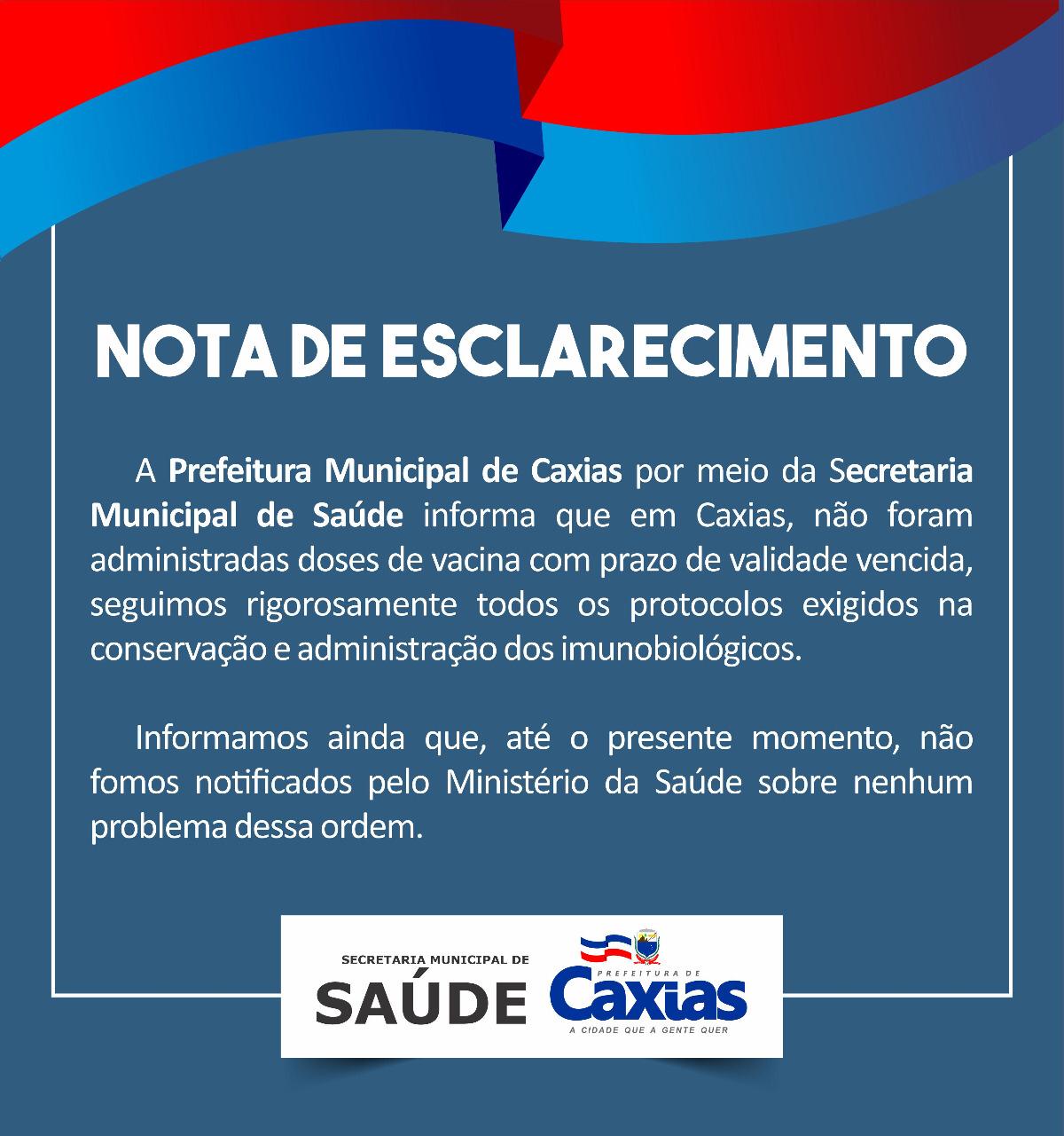 Sa De Prefeitura Emite Nota De Esclarecimento E Informa Aos Caxienses Que N O Aplicou Doses De