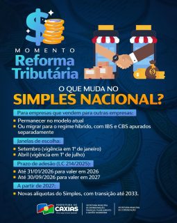 💼📊 A Reforma Tributária está trazendo novidades para quem é do Simples Nacional!
Se você vende para outras empresas, o novo modelo abre possibilidades, prazos importantes e mudanças que começam a valer nos próximos anos.
📌 Fique por dentro e organize seu negócio com antecedência.
#ReformaTributária #GestãoFazendária #PrefeituraDeCaxias