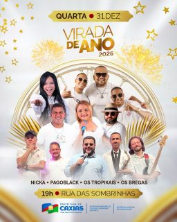 🌟✨ Caxias vai receber 2026 em uma noite especial e você é nosso convidado(a)! 🎆💙
Na Rua das Sombrinhas, muita música, alegria e energia boa com Nicka, Pagoblack, Os Tropikais e Os Bregas pra celebrar a virada e brindar um novo ano cheio de amor, paz e conquistas! 🥂🎶
Vem vibrar com a gente e fazer essa noite inesquecível! 💙💫
#ViradaDeAnoCaxias #ReveillonCaxias #PrefeituraDeCaxias