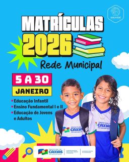 📚✨ Garantir o acesso à educação é abrir portas para o futuro. Chegou a hora de organizar a vida escolar e dar mais um passo na formação de crianças, jovens e adultos da nossa cidade. 💙
As matrículas para 2026 acontecem presencialmente, nas unidades da zona urbana e rural, conforme os turnos de atendimento. Procure a escola mais próxima e leve a documentação necessária.
Educação é cuidado, é caminho e compromisso com o amanhã. 🤝💙
#Matrículas2026 #RedeMunicipalDeEnsino #EducaçãoCaxiense #PrefeituraDeCaxias