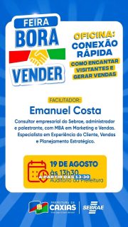 🚀✨ Conexões que podem virar oportunidades!

Na Feira Bora Vender, a oficina “Conexão Rápida: como encantar visitantes e gerar renda” chega para quem quer aprender, trocar experiências e transformar bons contatos em novas oportunidades de negócio. 🤝💰

É conhecimento, empreendedorismo e muita troca para fazer acontecer! 💙

#BoraVender #Empreendedorismo #GeraçãoDeRenda #PrefeituraDeCaxias
