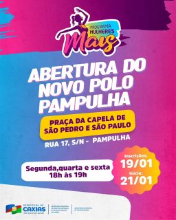 💜✨ Novo polo chegando para fortalecer ainda mais as mulheres da Pampulha!

Um espaço feito com carinho, dedicado ao cuidado, à saúde, ao movimento e à troca de experiências.

Prepare-se para viver momentos especiais e de muita alegria! 💃🏽💜

#ProgramaMulheresMais #PolíticasParaAsMulheres #PrefeituraDeCaxias