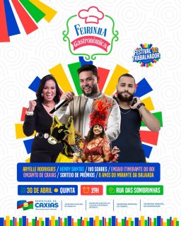🤩✨ A volta da mais amada! A Feirinha Gastronômica vem com tudo no Festival do Trabalhador!

Uma noite cheia de sabor, cultura e muita animação te espera. Com grandes atrações como Aryelle Rodrigues, Henry Dantas e Ivo Soares, além do ensaio itinerante do Boi Encanto de Caxias. 🎶💃

Com sorteio de prêmios e comemoração dos 8 anos do Mirante da Balaiada! 🎉

Chama a família, os amigos e vem viver esse momento especial com a gente! 💙

#FeirinhaGastronômica #FestivalDoTrabalhador #Cultura #PrefeituraDeCaxias