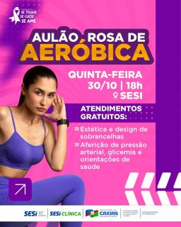 🩷🏃🏻♀️ É hora de se mexer! Participe do Aulão Rosa de aeróbica e celebre o autocuidado com muita energia e bem-estar! 💪✨
Com serviços gratuitos, como cuidados de beleza, aferição de pressão, glicemia e orientações de saúde. 🌸
Cuidar de si é um ato de amor! 💖
#OutubroRosa #SeAmeSeCuide #SaúdeDaMulher #PrefeituraDeCaxias