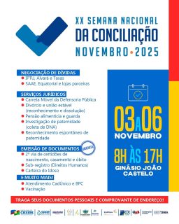 ⚖️💙 XX Semana Nacional da Conciliação, uma iniciativa que reforça o compromisso com a cidadania e o acesso à justiça, promovendo o diálogo, a empatia e a resolução pacífica de conflitos. 🤝
Com serviços gratuitos e o apoio de diversas instituições, o evento fortalece os direitos dos cidadãos e contribui para uma cidade cada vez mais justa, humana e participativa. ✨
#SemanaDaConciliação #Cidadania #PrefeituraDeCaxias