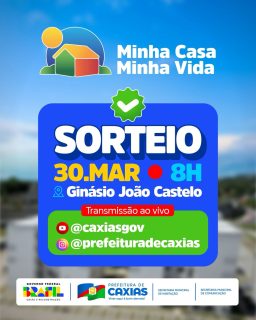 🏡✨ Um momento que marca novas histórias!
O sonho da casa própria vai se tornar realidade para muitas famílias caxienses, trazendo mais dignidade, segurança e qualidade de vida.
Fique atento ao sorteio e acompanhe tudo ao vivo pelas nossas redes sociais. Não perca esse momento tão especial!
#MinhaCasaMinhaVida #Habitação #PrefeituraDeCaxias
