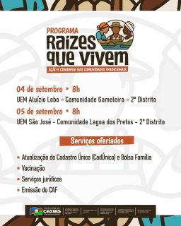 🌱✨ Raízes que vivem, direitos que chegam!

O Programa Raízes que Vivem chega às comunidades de Caxias levando serviços essenciais, informação e cidadania para perto de quem mais precisa. 🤝

Seguimos nas comunidades fortalecendo vínculos e garantindo acesso a direitos! 💙

#RaízesQueVivem #DireitosHumanos #PrefeituraDeCaxias