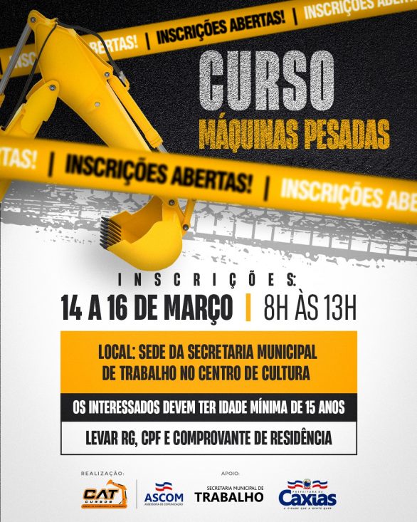 Inscrições para o Curso de Operador de Máquinas Pesadas estão abertas!