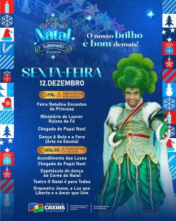 🎄🌟 A magia do Natal Iluminado continua brilhando nesta sexta-feira!
Tem feira natalina, música, dança, teatro, acendimento das luzes e, claro… a tão esperada chegada do Papai Noel! 🎅💙
A partir das 18h30 no Parque da Cidade e 19h no Mirante da Balaiada, vamos viver mais uma noite especial cheia de encanto, cor e alegria.
#NatalIluminado2025 #NossoBrilhoÉBomDemais #PrefeituraDeCaxias