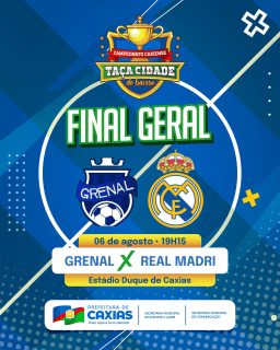 🏆⚽️ A grande decisão da Final Geral da Taça Cidade de Bairros chegou!
É hora de reunir a torcida e viver todas as emoções de um confronto que promete muita raça, talento e paixão pelo futebol caxiense. 💙
Venha fazer parte dessa festa do esporte! 🙌⚽
#TaçaCidadeDeBairros #FutebolCaxiense #PrefeituraDeCaxias