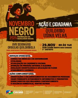 ✊🏿 Programa de ação e cidadania nas comunidades tradicionais, levando serviços essenciais, escuta qualificada e promoção de direitos ao Povoado Usina Velha, em alusão ao Mês da Igualdade Racial.

Um dia dedicado ao cuidado, ao fortalecimento das tradições, à garantia de direitos e à valorização das comunidades tradicionais e quilombolas.

🤝 Cuidar, promover e incluir: esse é o nosso compromisso.

#NovembroNegro #PovoadoUsinaVelha #IgualdadeRacial #PrefeituraDeCaxias
