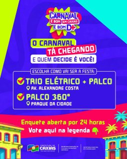 🎭🎉 A folia vem aí e quem escolhe é você!
Vamos juntos fazer o melhor Carnaval do interior do Maranhão! 🎉💙

#CarnavalEmCaxiasÉBomD+ #PrefeituraDeCaxias