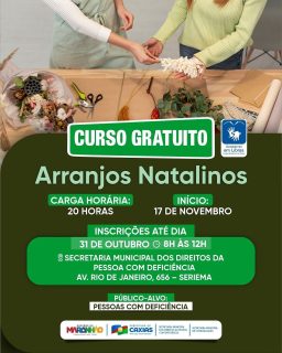 🎨✨ Criar com as próprias mãos é transformar o simples em especial!

Participe do curso gratuito de Arranjos Natalinos e Cerâmica Artesanal e aprenda novas técnicas para brilhar neste fim de ano. 🎄💖

A iniciativa valoriza o talento e a capacidade das pessoas com deficiência, mostrando que a inclusão acontece quando criamos oportunidades para todos. 💪

#NatalCriativo #CerâmicaArtesanal #PessoaComDeficiência #PrefeituraDeCaxias