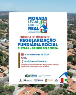 🏠✨ Programa Morada Legal no bairro Bela Vista!
A 1ª etapa da Regularização Fundiária no bairro Bela Vista marca a entrega dos títulos de Direito Real, garantindo às famílias segurança jurídica, dignidade e o reconhecimento oficial de seus lares.
Um momento importante de conquista e de afirmação do direito à moradia. Participe! 💙
#MoradaLegal #RegularizaçãoFundiária #BelaVista #PrefeituraDeCaxias