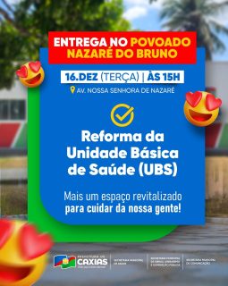 🏥✨ Mais saúde e cuidado com a nossa gente! 💙
A reforma da Unidade Básica de Saúde do Povoado Nazaré do Bruno representa mais cuidado, conforto e melhores condições de atendimento para a população.
Um compromisso com a saúde e o bem-estar de todos. 💙
#AtençãoBásica #SaúdeCaxias #PovoadoNazaréDoBruno #PrefeituraDeCaxias