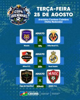 ⚽🔥 Mais uma rodada da Copa das Areninhas está chegando! 

Nesta terça, quarta e quinta, a bola rola de novo com muita disputa, talento e aquela resenha que só o futebol proporciona! 

Vem acompanhar mais uma rodada dessa competição que está movimentando Caxias! 🤩⚽

#CopaDasAreninhas #EsporteCaxias #PrefeituraDeCaxias