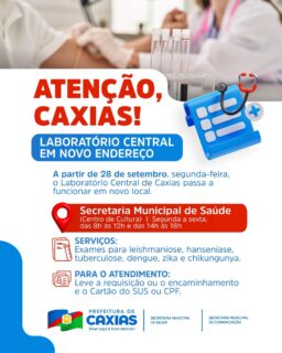 🧪💚 Atenção, Caxias! Tem novo endereço para o Laboratório Central!

A partir desta segunda-feira, 28 de setembro, o Laboratório Central de Caxias passa a funcionar em novo local: na Secretaria Municipal de Saúde, no Centro de Cultura.

Para ser atendido, leve a requisição ou encaminhamento e o Cartão do SUS ou CPF. 🤝

#LaboratórioCentral #SaúdeCaxias #PrefeituraDeCaxias