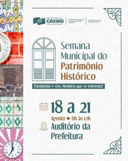🏛️✨ Vem aí a Semana Municipal do Patrimônio Histórico de Caxias! 💙

Preservar o passado é valorizar o futuro. Patrimônio é vivo, é memória que se reinventa! 📖✨