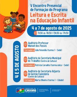📚✨ Vem aí o V Encontro Presencial de Formação do Programa Leitura e Escrita na Educação Infantil!

Um momento de troca, aprendizado e fortalecimento das práticas pedagógicas voltadas à infância, com reflexões sobre o papel da leitura e da escrita no desenvolvimento das crianças.

📖 Participe dessa formação e fortaleça ainda mais sua prática pedagógica na educação infantil!