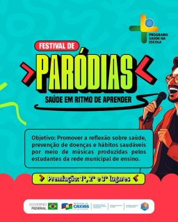 🎶📚 Saúde em ritmo de aprender!

Vem aí o Festival de Paródias Saúde em Ritmo de Aprender, unindo criatividade, música e conhecimento! 🎤✨

Confira o cronograma e fique atento às inscrições das escolas e dos alunos nas categorias I, II e III. 📝🎵

Edital completo e inscrições: caxias.ma.gov.br. 🤝

#SaúdeEmRitmoDeAprender #FestivalDeParódias #PrefeituraDeCaxias