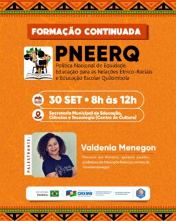 📚🤝 Formação que amplia conhecimentos e fortalece a educação!
O encontro contará com a participação da palestrante Valdenia Menegon, em um momento de aprendizado, diálogo e troca de experiências. 🤝🏾📖
#PNEERQ #FormaçãoContinuada #EducaçãoCaxias #PrefeituraDeCaxias