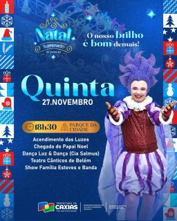 🎄💫 A magia do Natal Iluminado toma conta da cidade!

Nesta quinta, a partir das 18h30, o Parque da Cidade será palco de encanto, luzes, atrações culturais e da tão esperada chegada do Papai Noel. 🎅✨

Prepare-se para viver mais uma noite cheia de brilho, música e emoção. Nosso brilho é bom demais! 💫💙

#NatalIluminado2025 #NossoBrilhoÉBomDemais #PrefeituraDeCaxias