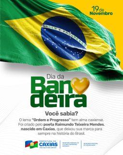 🇧🇷💚 No Dia da Bandeira, Caxias tem um motivo ainda mais especial para celebrar.

O caxiense Raimundo Teixeira Mendes foi o responsável pela criação do lema “Ordem e Progresso”, estampado em nossa bandeira até hoje.

Um legado que enche nossa cidade de história e orgulho. 💙✨

#DiaDaBandeira #OrdemEProgresso #PrefeituraDeCaxias