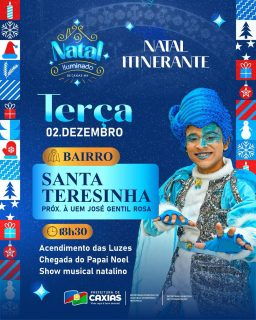 🎄✨ O Natal Itinerante chega ao bairro Santa Teresinha, espalhando magia, brilho e muita alegria para celebrar com as famílias caxienses.

Venha viver momentos inesquecíveis e sentir a essência do Natal! 🎅💫

#NatalIluminado2025 #NatalItinerante #NossoBrilhoÉBomDemais #PrefeituraDeCaxias