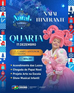 🎅🎄 O Natal Itinerante segue iluminando nossos bairros!
Nesta quarta-feira, a magia chega ao Campo Antenor Viana com uma programação especial para toda a família.
Venha viver esse momento de alegria, luz e encanto. 🎄💙
#NatalIluminado2025 #NossoBrilhoÉBomDemais #PrefeituraDeCaxias