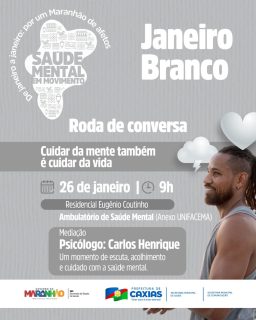 🤍🧠 Janeiro Branco: Saúde Mental em Movimento!

Cuidar da mente é um ato de amor e responsabilidade. A roda de conversa sobre saúde mental é um espaço de escuta, troca de experiências e acolhimento, fortalecendo o cuidado e o bem-estar. 

Participe desse momento de diálogo e cuidado coletivo. 🤝

#JaneiroBranco #MaranhãoDeAfetos #SaúdeCaxias #PrefeituraDeCaxias