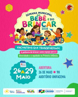 👶🎨 Está chegando a Semana Municipal do Bebê e do Brincar 2026!

Encontros, aprendizado e ações voltadas à Primeira Infância, destacando a importância do brincar como espaço de diversidade, inclusão e equidade. 💙

Fortalecimento de políticas públicas, promovendo cuidado e investindo no futuro das nossas crianças. 💛

#SemanaDoBebêEBrincar #EducaçãoCaxiense #PrefeituraDeCaxias