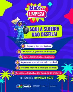 🎭🧹 A folia fica ainda melhor quando a gente cuida da cidade e das pessoas ao nosso redor.

Cada atitude conta, descarte o lixo corretamente, preserve os espaços públicos e valorize o trabalho das equipes de limpeza que mantêm a cidade limpa e organizada todos os dias. 💚

Vamos juntos fazer uma festa bonita, consciente e cheia de respeito do começo ao fim!

#CarnavalConsciente #CidadeLimpa #LimpezaCaxias #PrefeituraDeCaxias