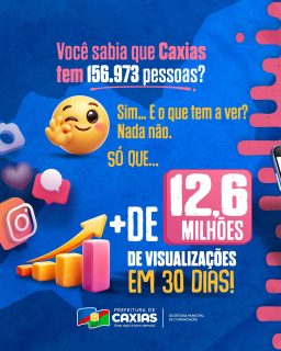 Você sabia que Caxias tem mais de 156 mil pessoas? 👀🤔
Mais de 12,6 MILHÕES de visualizações em 30 dias! São 146,3 mil interações, mais de 359 mil contas alcançadas e um crescimento de +101,7%. 📈✨
Isso só mostra uma coisa, a Prefs tá ON e a galera tá acompanhando tudo de perto! 💙
Obras, ações e serviços acontecendo… e você vendo tudo em tempo real. Curtiu, comentou ou compartilhou? Então você faz parte desses números. 😎💙
#AComunicaçãoTáOn
#APrefsTáQueTá
#PrefeituraDeCaxias