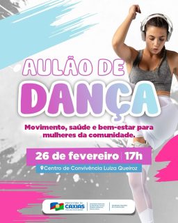Vem aí um momento especial dedicado às mulheres da nossa comunidade. 💜✨

Uma tarde pensada para fortalecer a saúde, elevar a autoestima e promover mais qualidade de vida através da dança e do movimento. 💃🏽🎶

Esperamos você para viver essa energia com a gente. 💪🏽🌸

#AulãoDeDança #ProteçãoSocial #PrefeituraDeCaxias