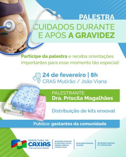 🤰💚 Um momento tão especial merece cuidado, informação e acolhimento!

Um encontro pensado com carinho para orientar futuras mamães sobre os cuidados na gestação e no pós-parto, fortalecendo a saúde da mãe e do bebê. 💙👶

Além de muito aprendizado, também teremos entrega de kits enxoval. Participe desse encontro de troca, apoio e preparação para essa nova fase! 

#CuidadoComAsGestantes #ProteçãoSocial #Saúde #PrefeituraDeCaxias