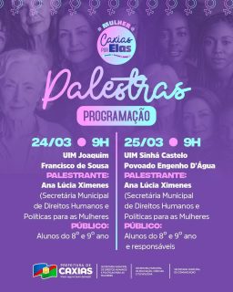 💜✨A programação do Caxias por Elas segue com palestras voltadas à conscientização, acolhimento e troca de experiências, levando informação e apoio.🤝

Um espaço de diálogo, aprendizado e fortalecimento da rede de proteção às mulheres.

#CaxiasPorElas #FortalecimentoFeminino #PrefeituraDeCaxias